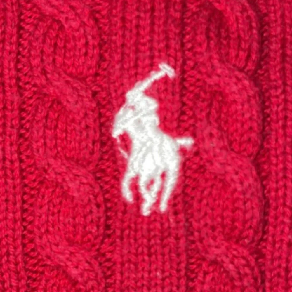 Ralph Lauren Baby Cable Knit Button-Up Sweater – Red, 24M
